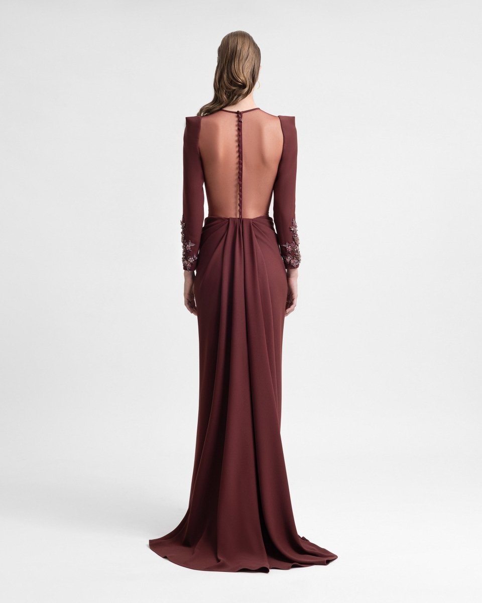 Beaded Corset Dress with Train - Gemy Maalouf