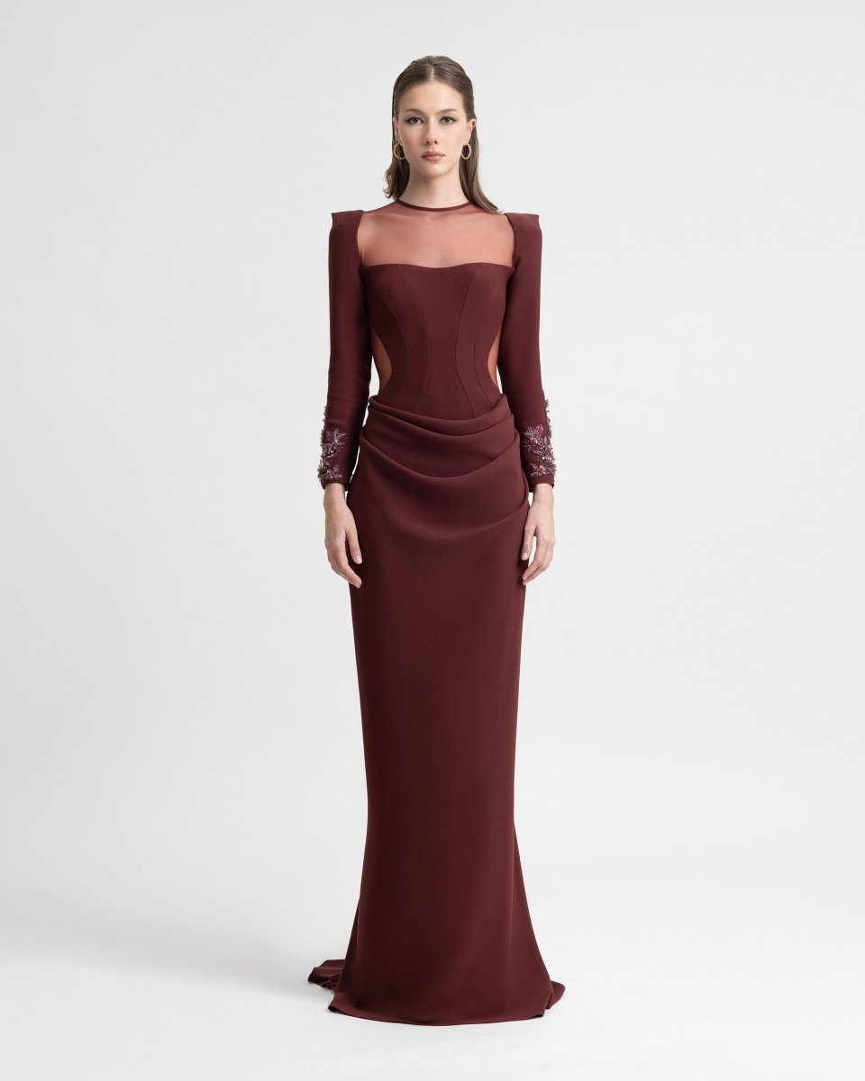 Beaded Corset Dress with Train - Gemy Maalouf