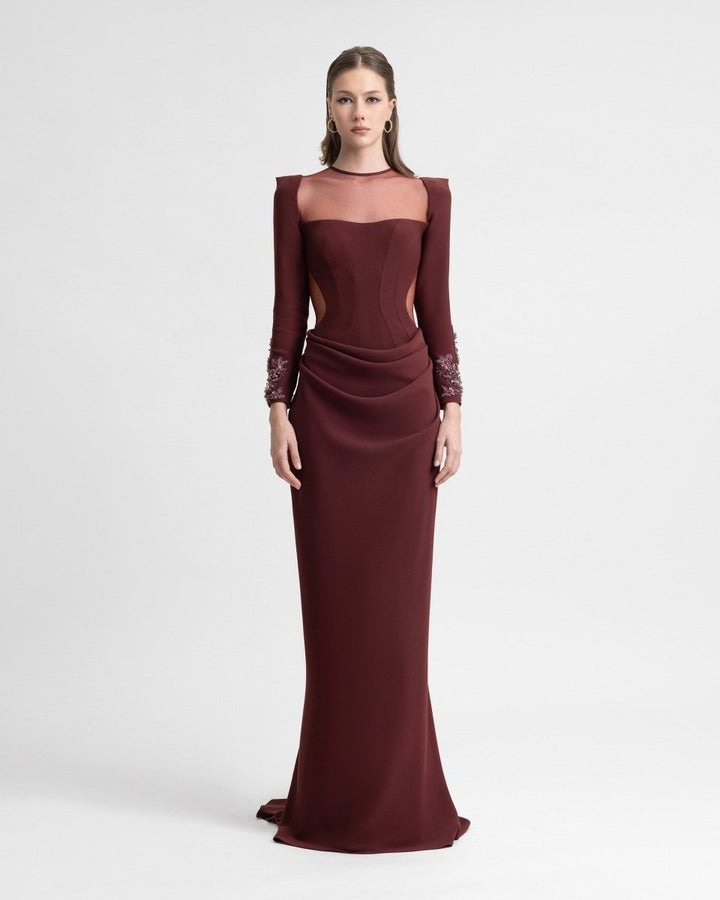 Beaded Corset Dress with Train - Gemy Maalouf