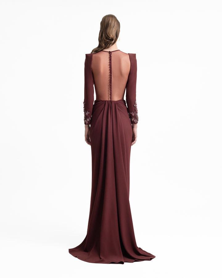 Beaded Corset Dress with Train