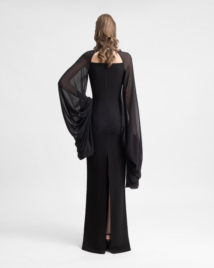 Beaded Dress with Puffed Sleeves - Gemy Maalouf