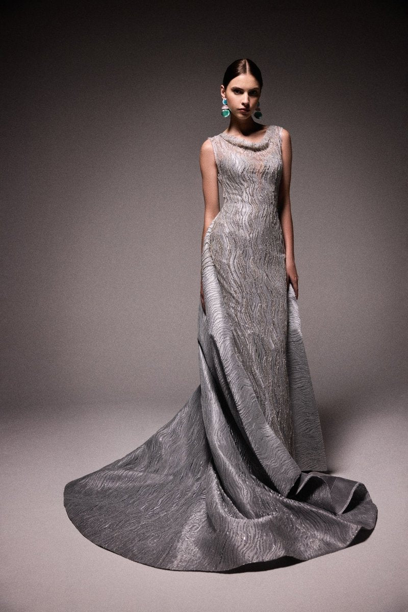 Beaded Cowl - Neck Dress - Gemy Maalouf
