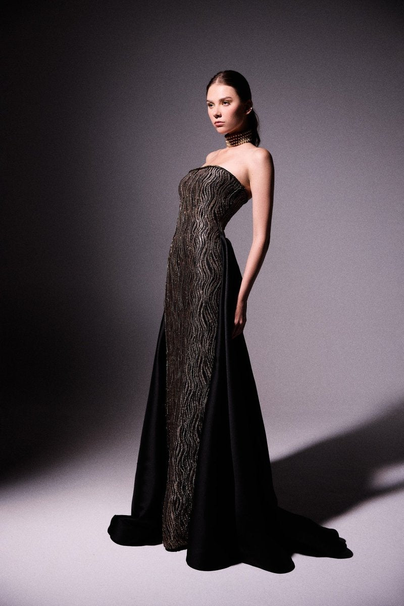 Strapless Beaded Overskirt Dress - Gemy Maalouf