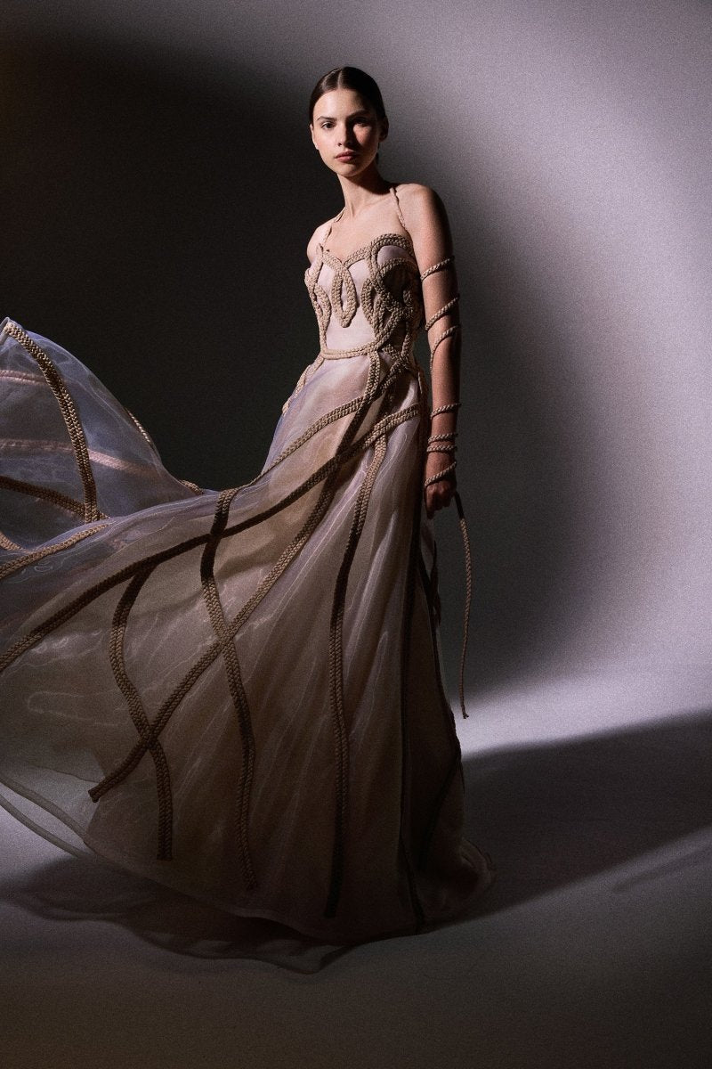 Strapless Braided Tulle Dress - Gemy Maalouf