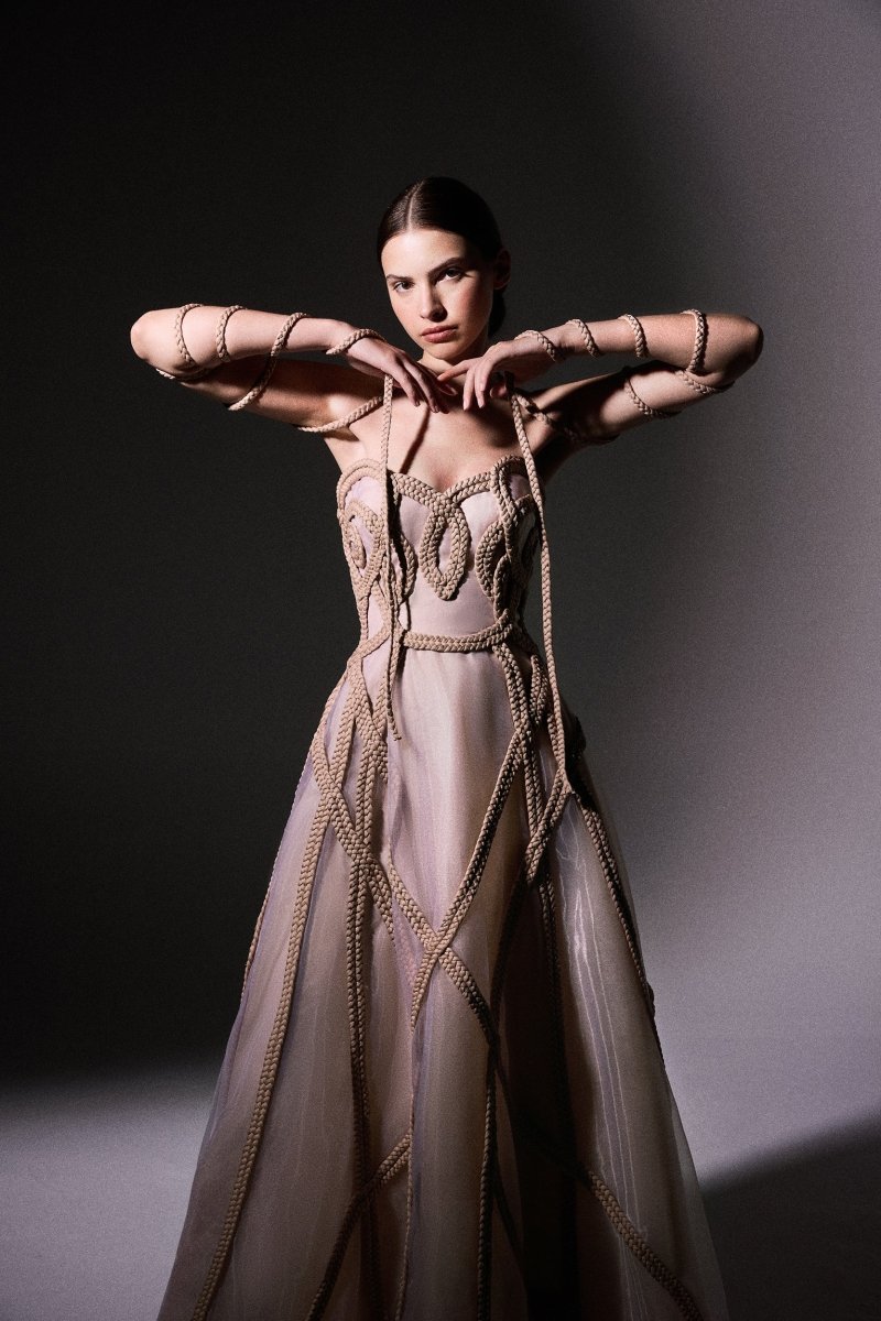 Strapless Braided Tulle Dress - Gemy Maalouf