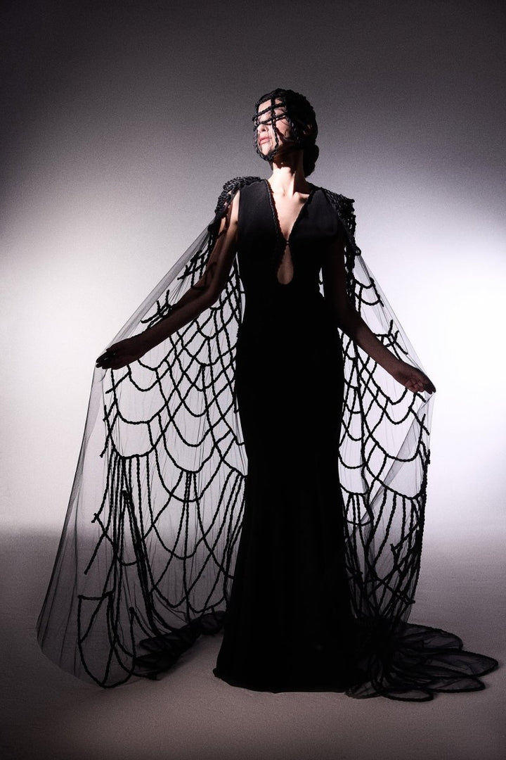 Slim Dress with Cape - Gemy Maalouf