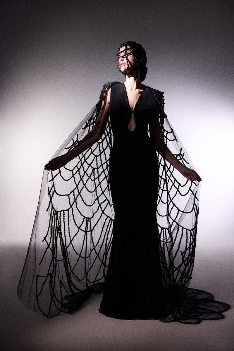 Slim Dress with Cape - Gemy Maalouf