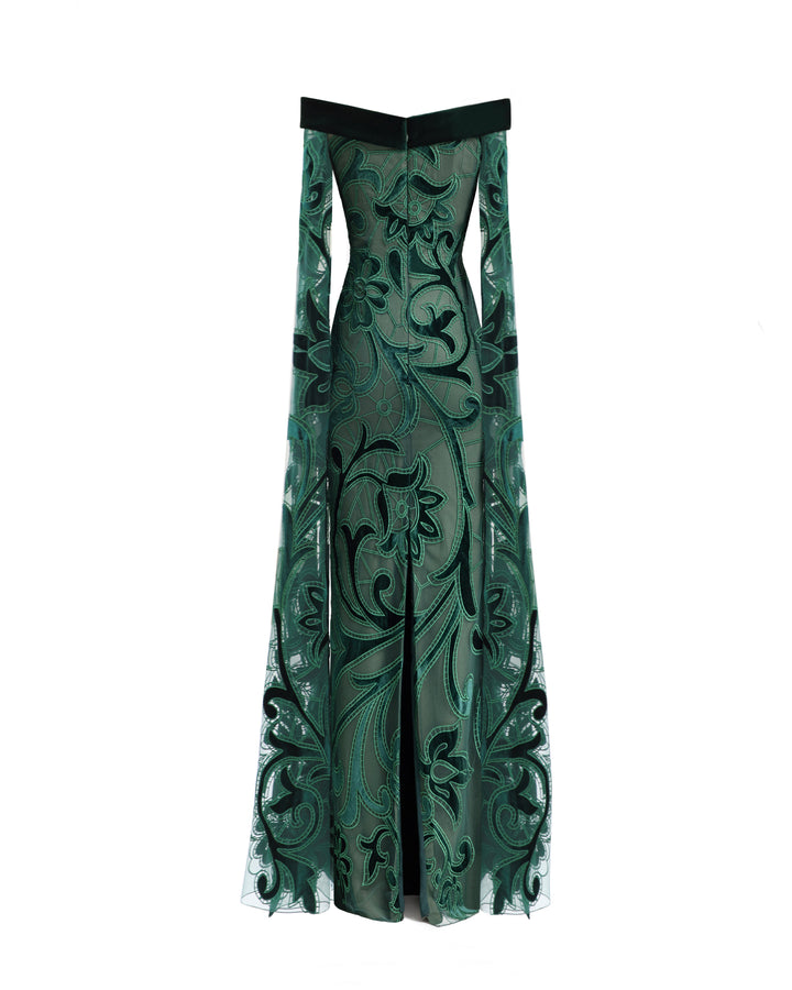 Off-Shoulder Slim Velvet Dress with Long Sleeves