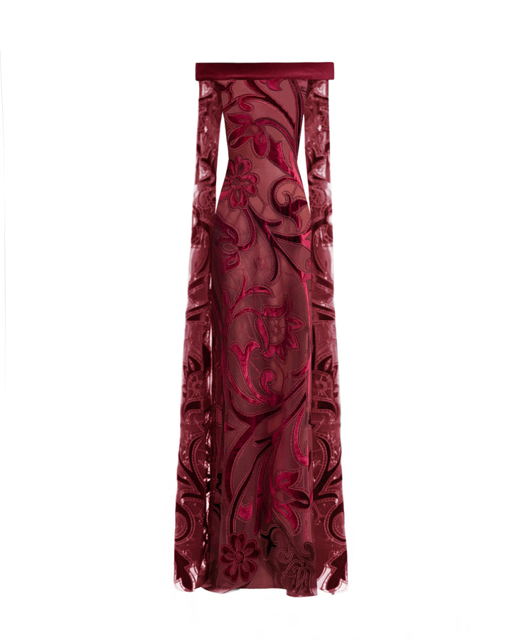 Off-Shoulder Slim Velvet Dress with Long Sleeves