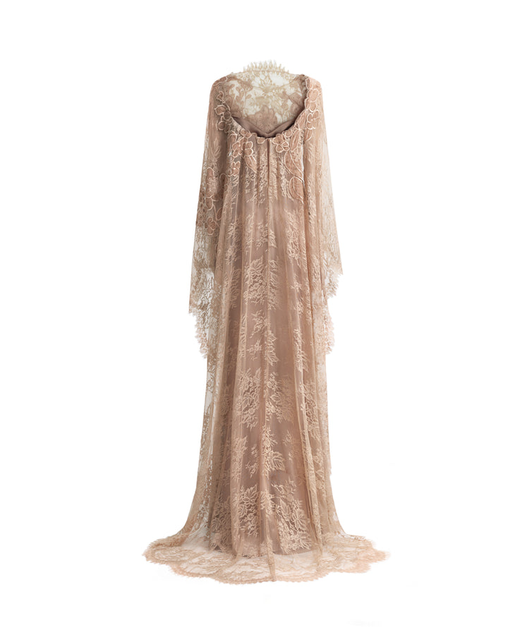 Corset Dress with Lace Cape