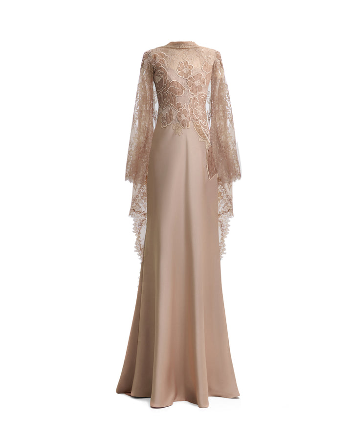 Corset Dress with Lace Cape