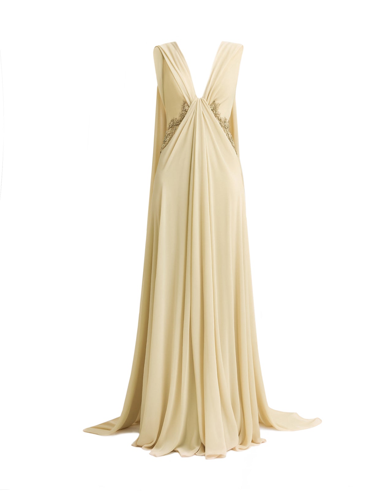 فستان V مزين بالخرز