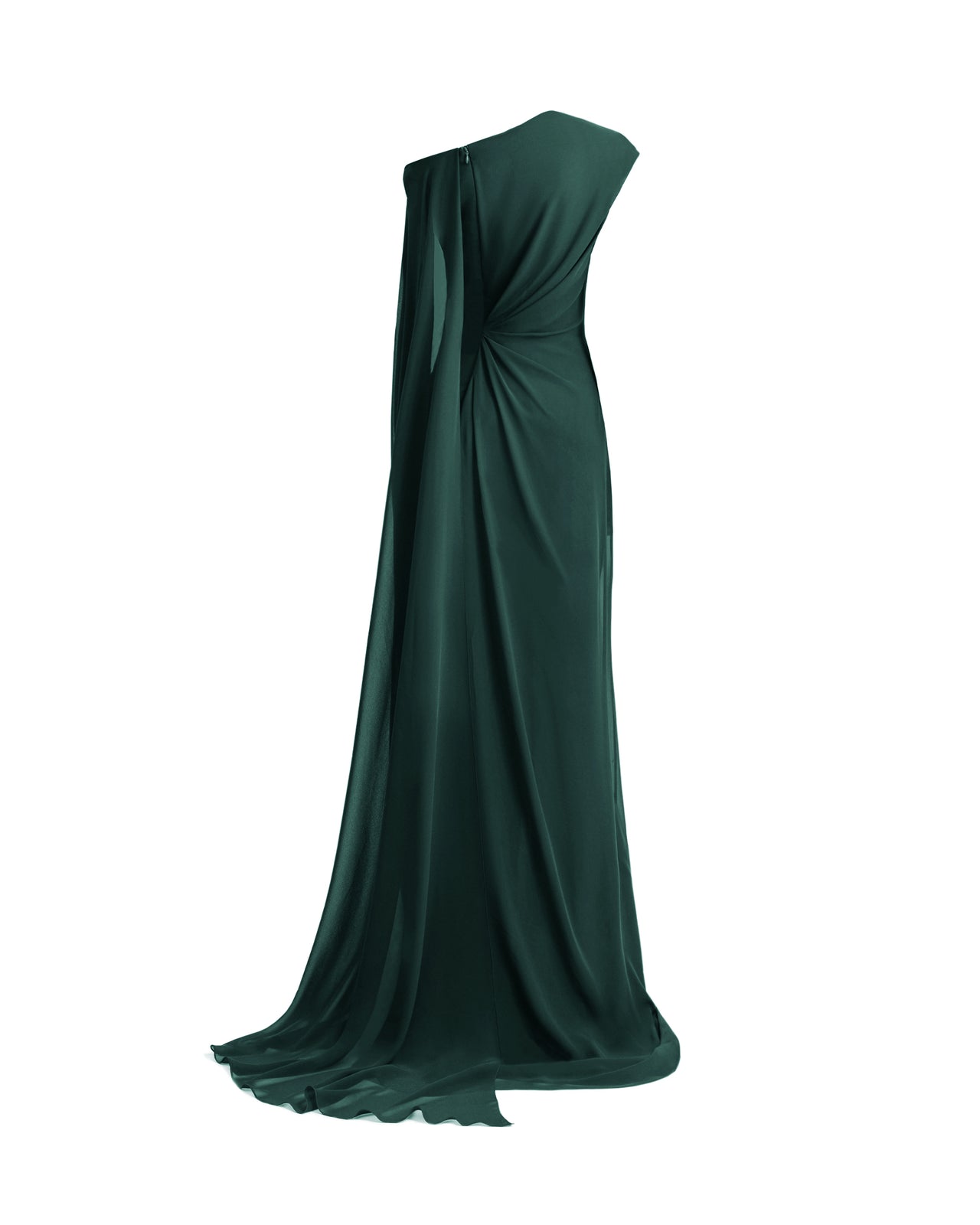 Gemy Maalouf | Evening Dresses | Green Draped Dress with Cape Sleeve Gemy Maalouf | Evening Dresses | Green Draped Dress with Cape Sleeve