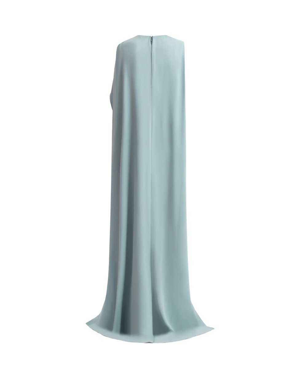 Draped Crepe Dress with Beaded Cape - Gemy Maalouf