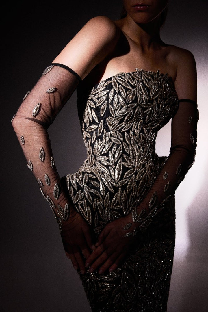 Strapless Beaded Short Dress - Gemy Maalouf