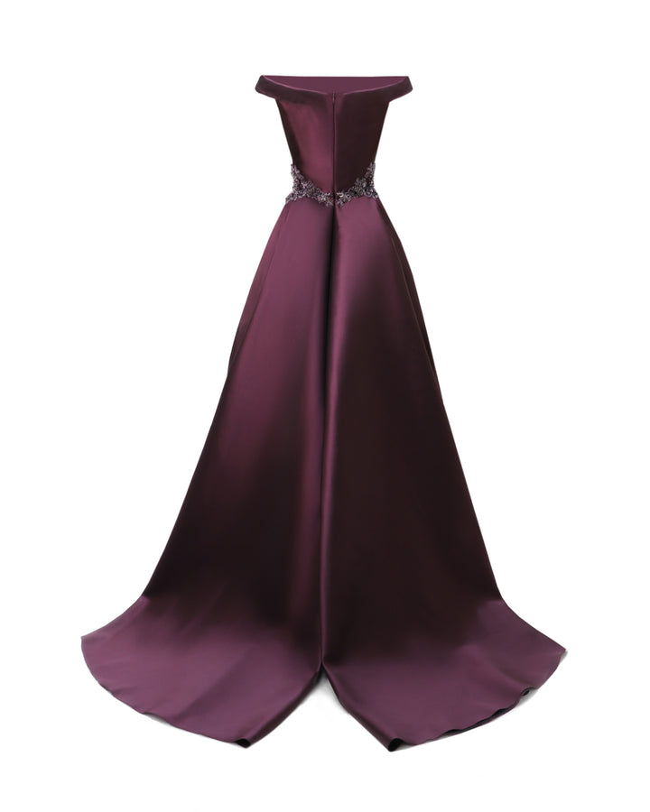 Off-Shoulder Beaded Mikado Dress