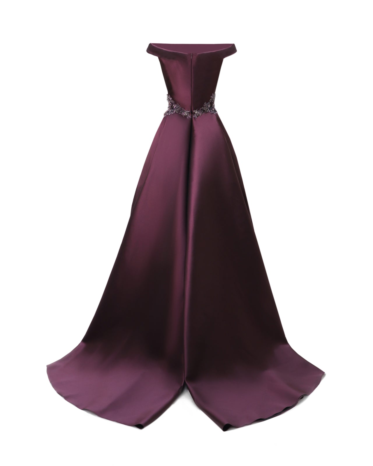 Off-Shoulder Beaded Mikado Dress