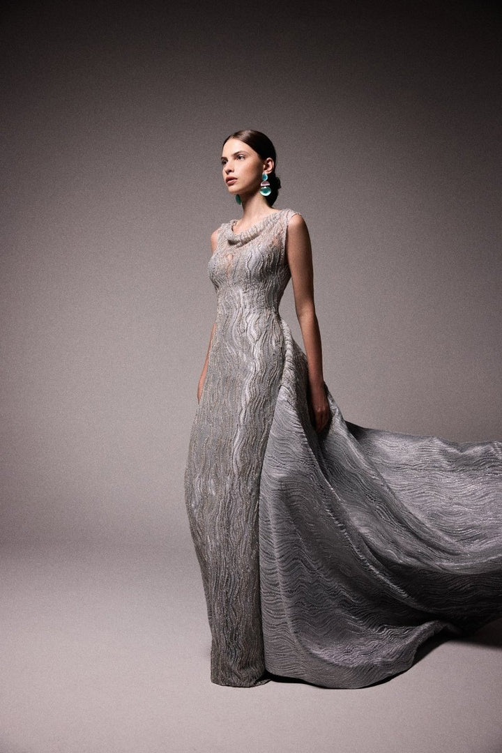 Beaded Cowl - Neck Dress - Gemy Maalouf