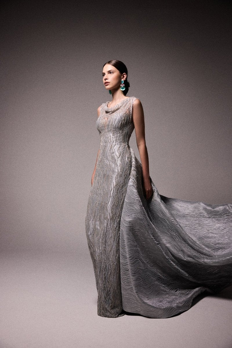 Beaded Cowl - Neck Dress - Gemy Maalouf