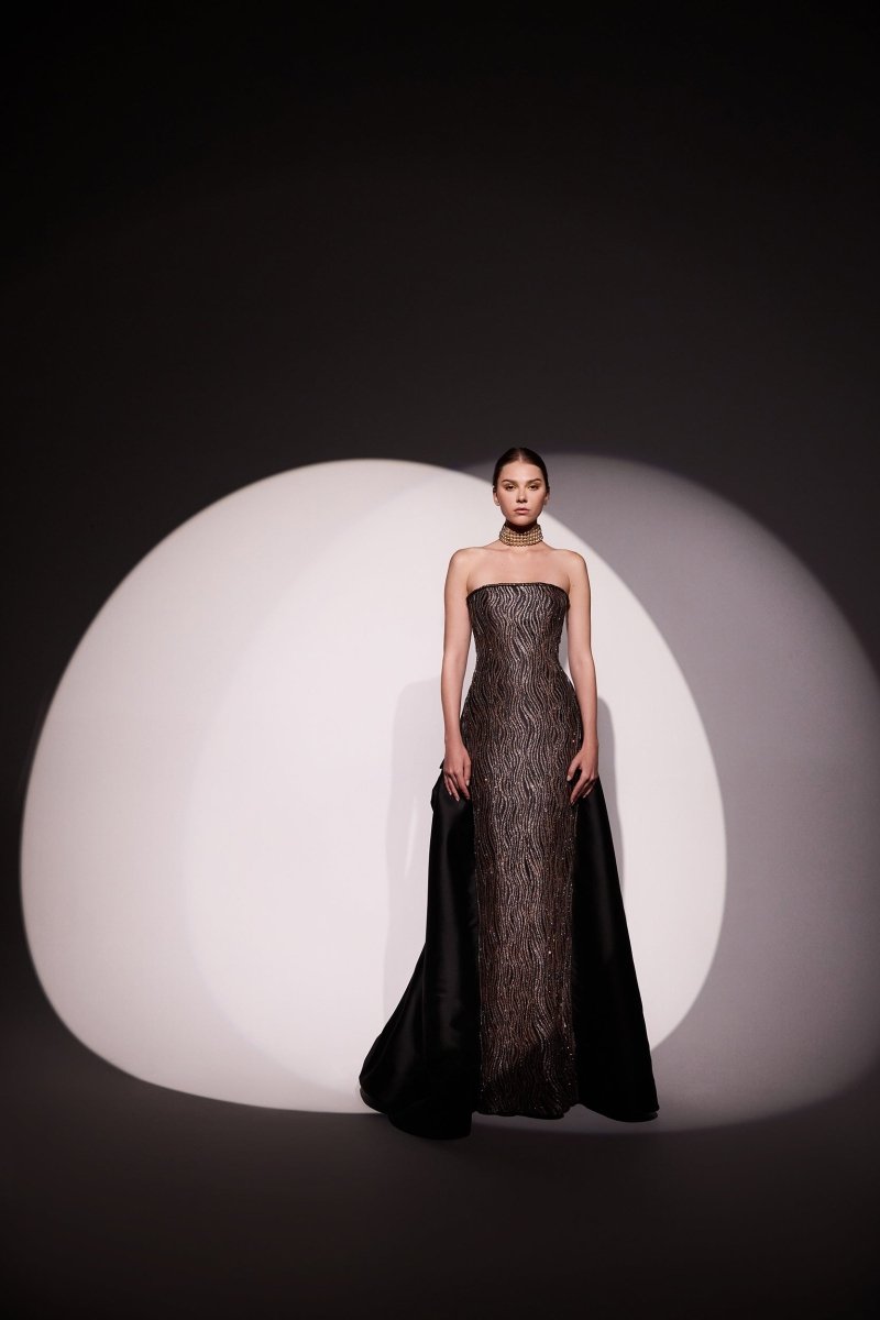 Strapless Beaded Overskirt Dress - Gemy Maalouf