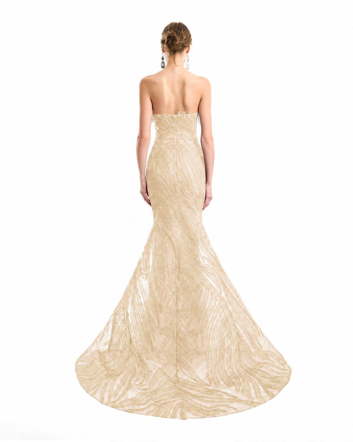 Off-Shoulder Feathered Mermaid Dress