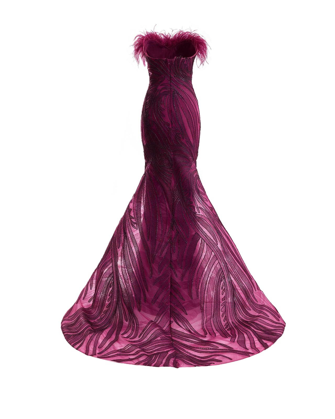 Off-Shoulder Feathered Mermaid Dress