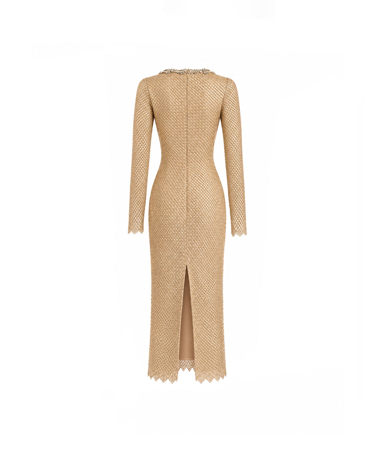 Beaded Scoop-Neck Midi Dress