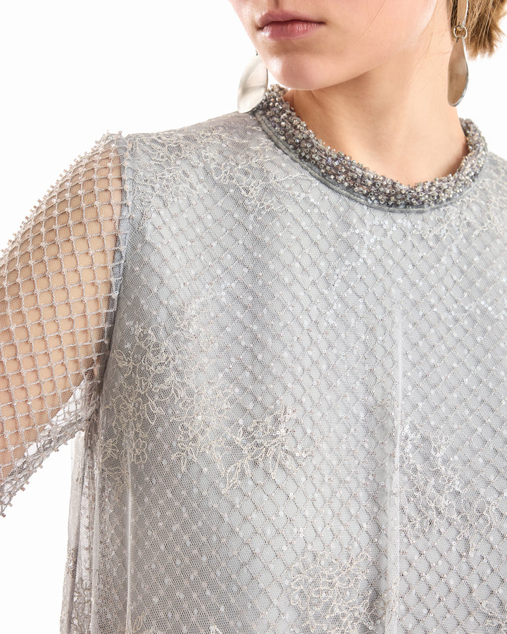 Embroidered Net Lace Dress