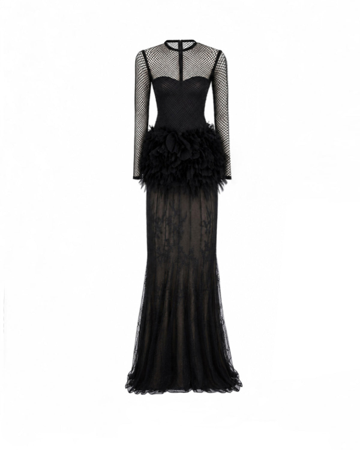 Feathered Hip Lace Dress
