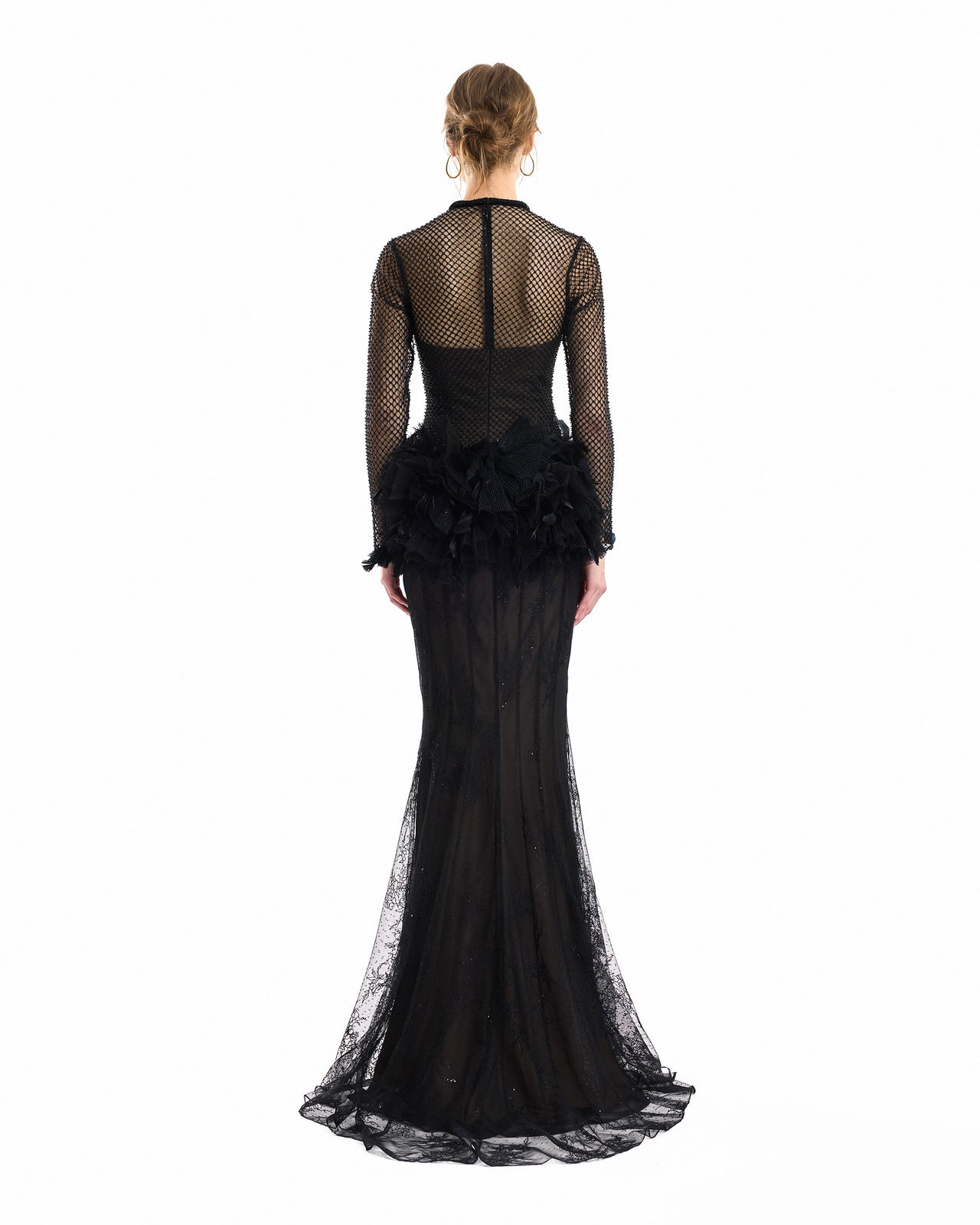 Feathered Hip Lace Dress