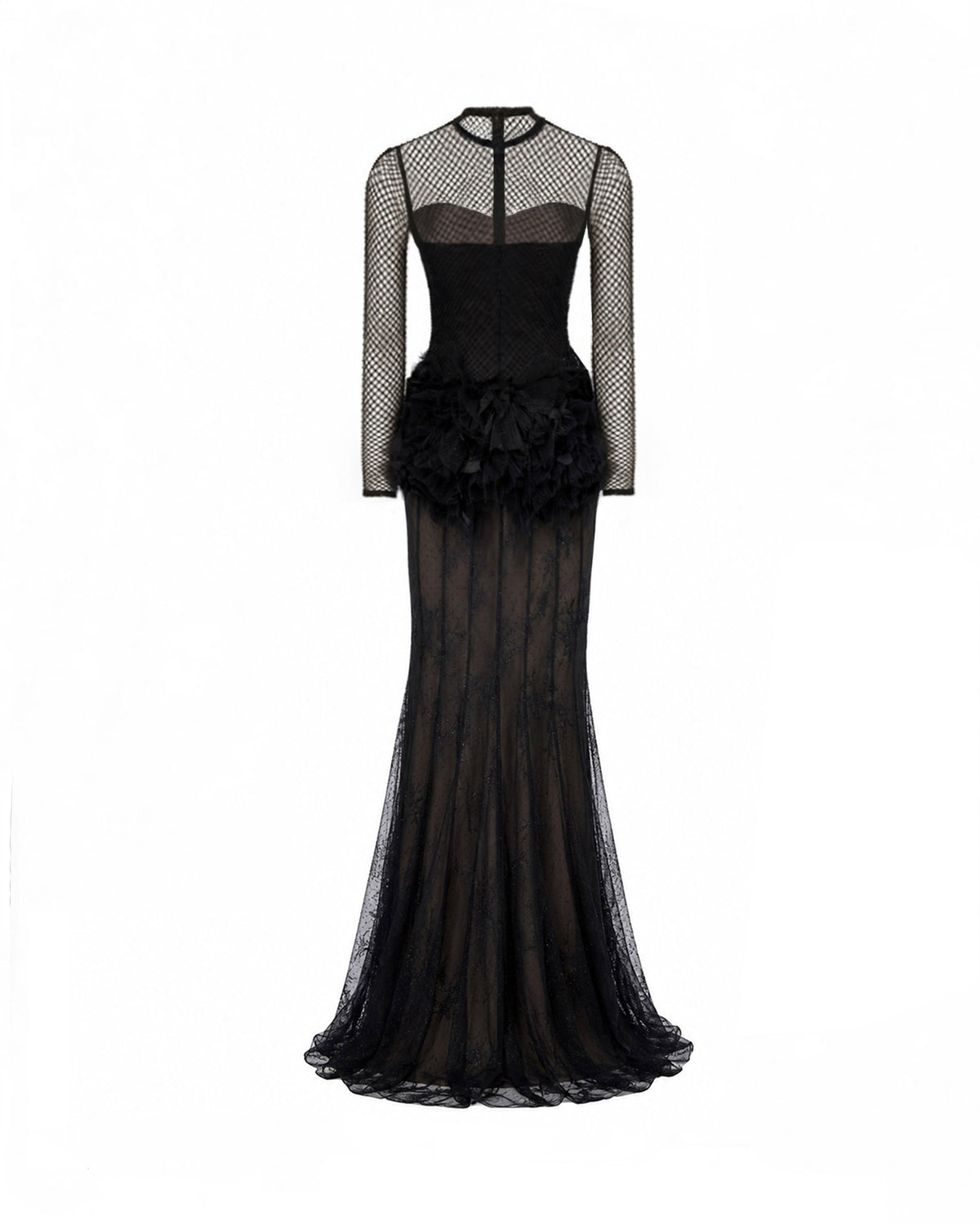 Feathered Hip Lace Dress