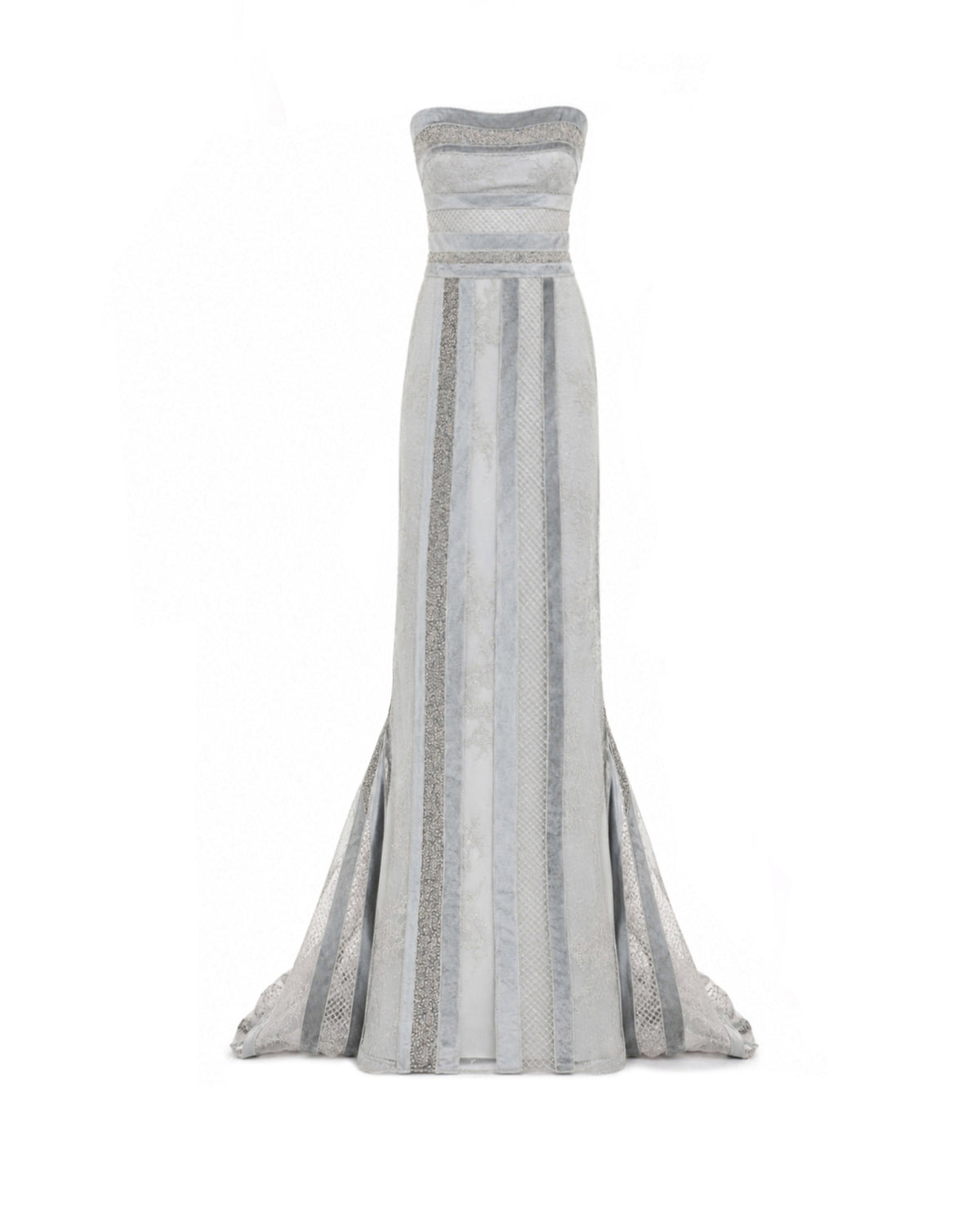 Strapless Embroidered Panel Dress