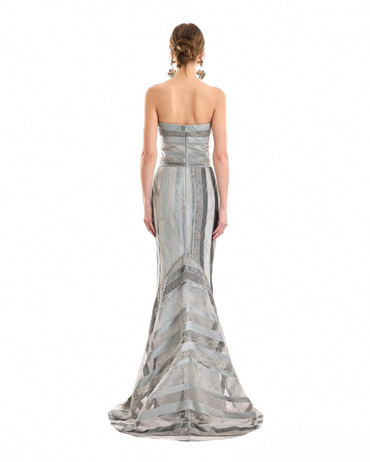 Strapless Embroidered Panel Dress