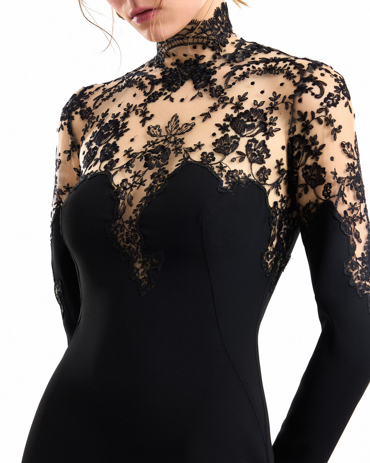 Slim-Cut Lace Sweetheart Dress