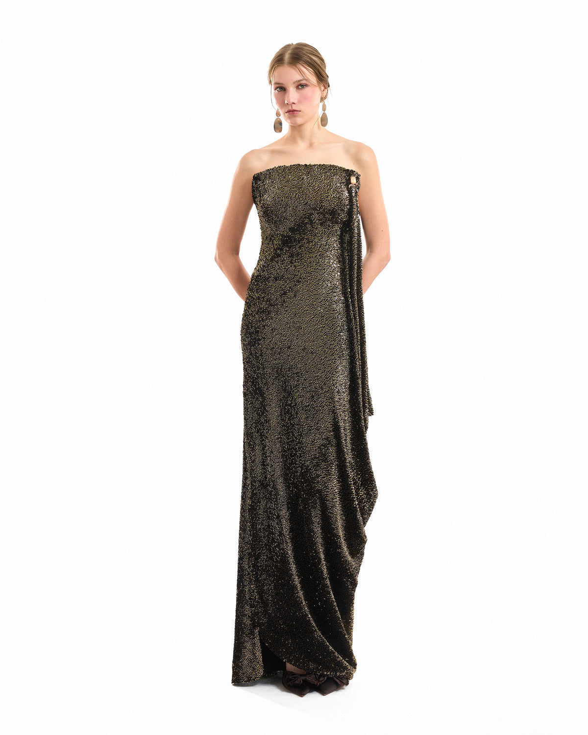 Sequined Crystal Neckline Dress