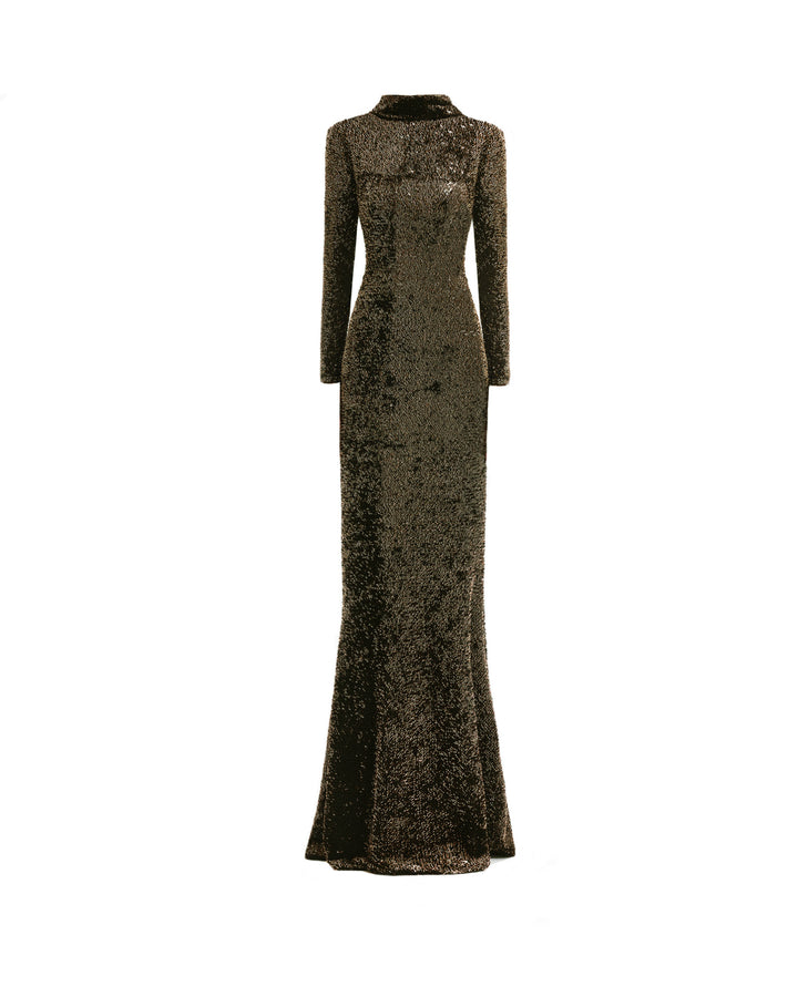 Beaded Open-Back Slim Dress