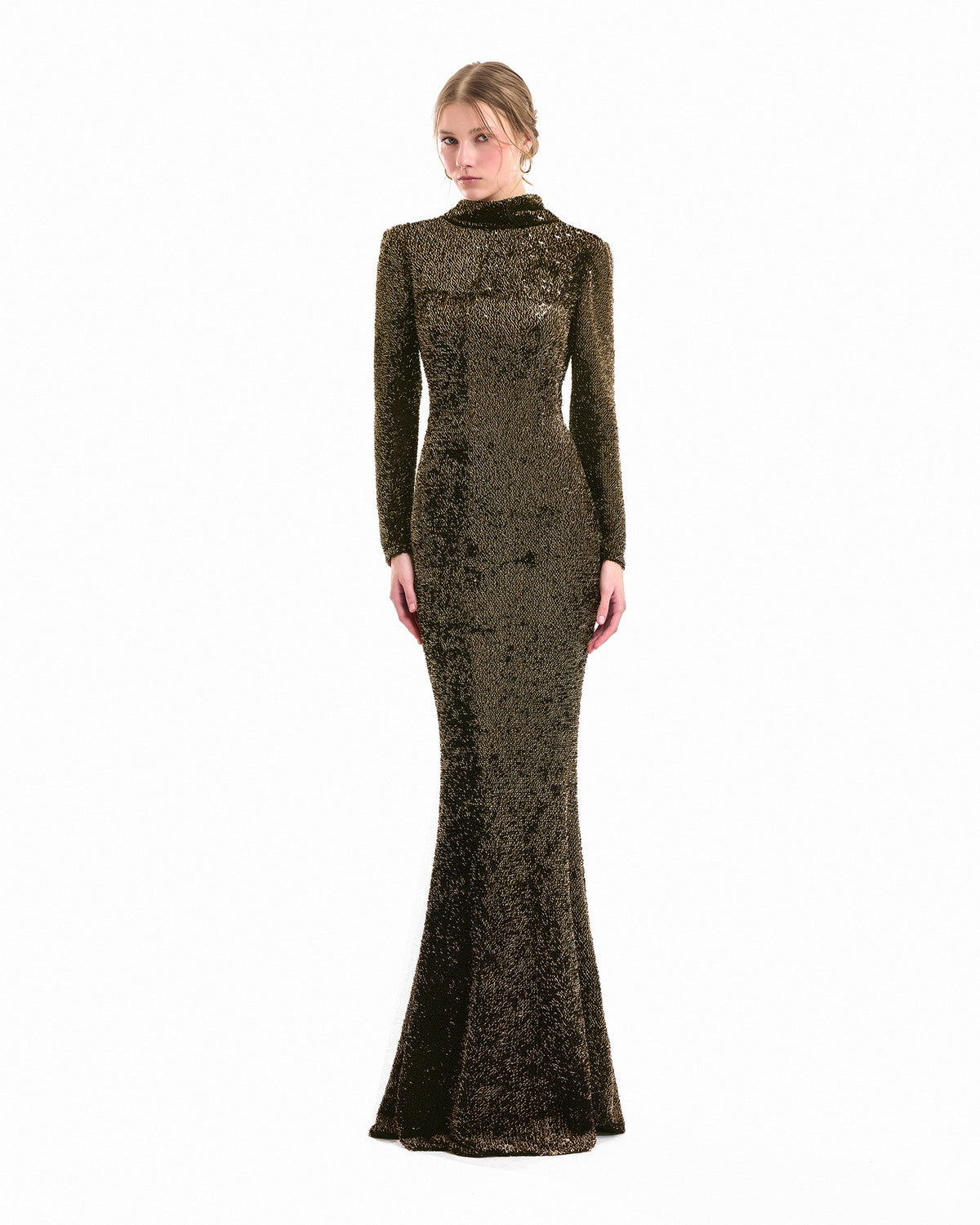Beaded Open-Back Slim Dress