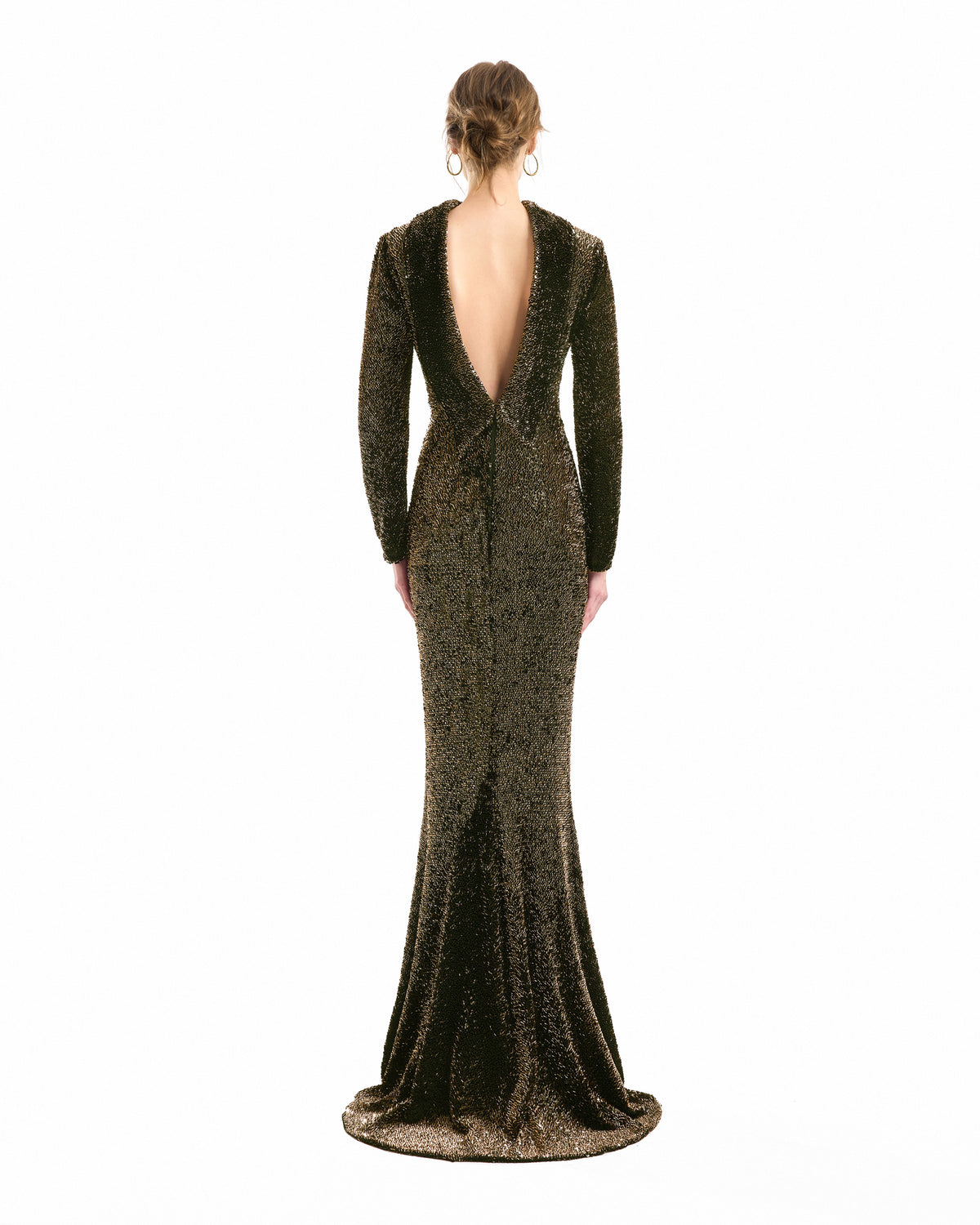 Beaded Open-Back Slim Dress