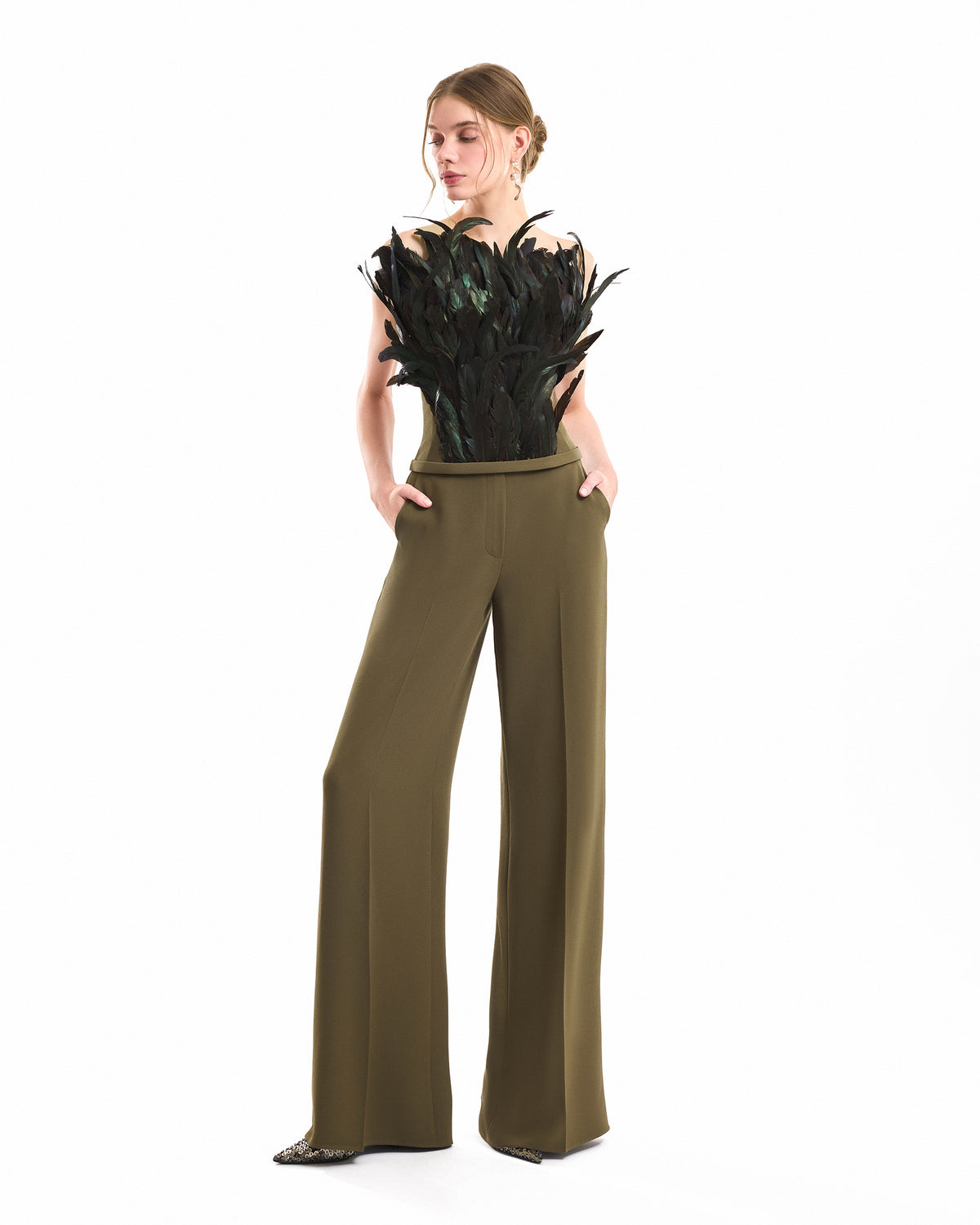Strapless Feathered Corset Top