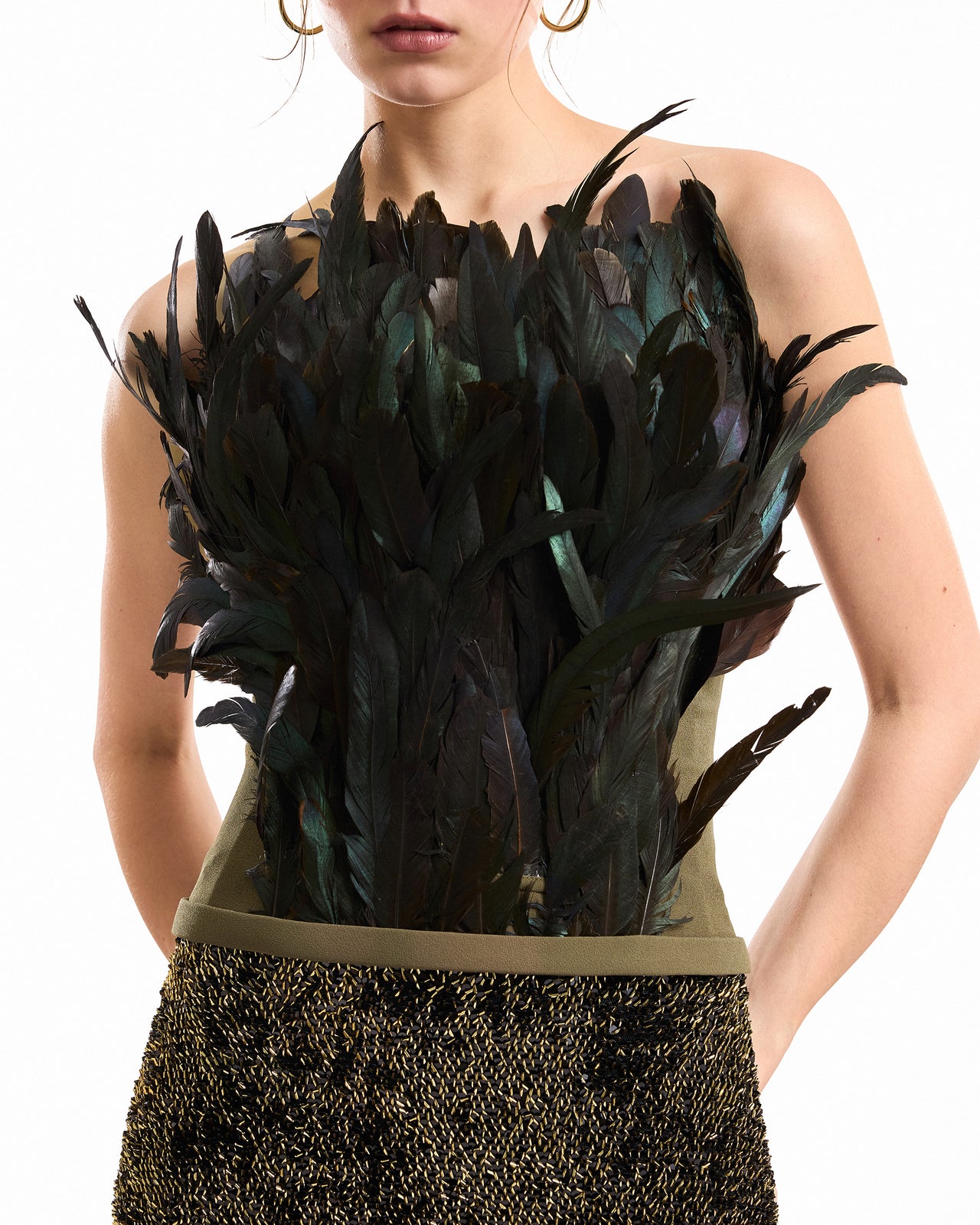 Strapless Feathered Corset Top