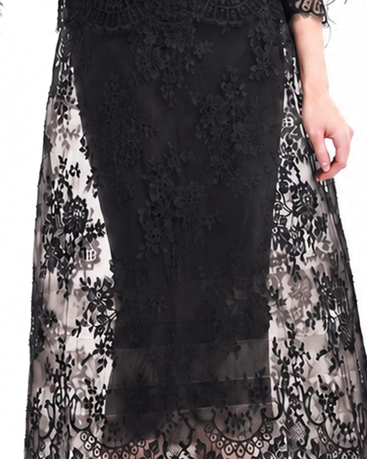 Lace Cage Midi Skirt