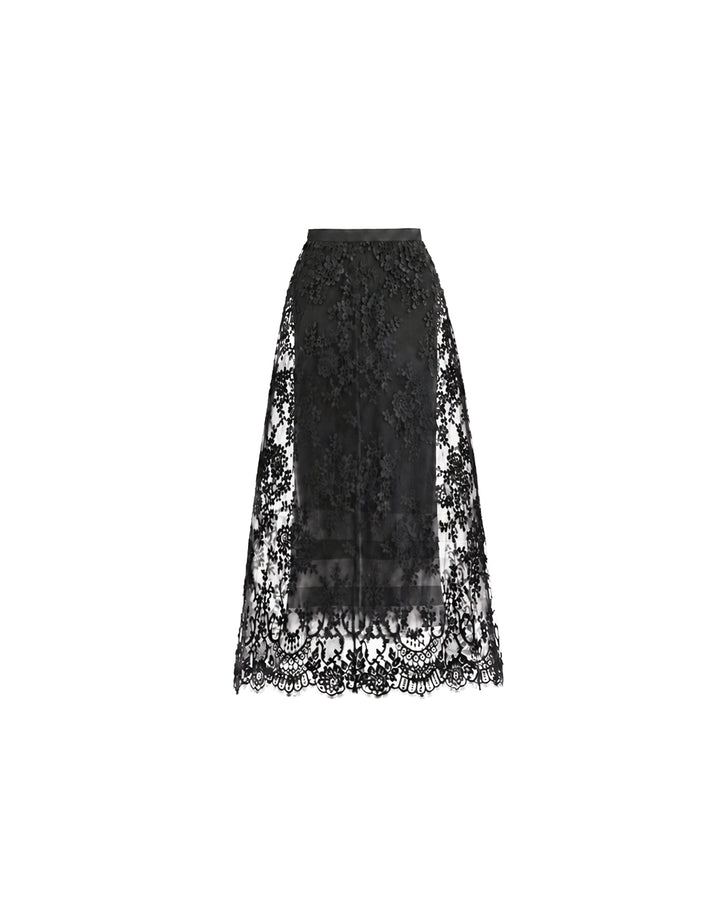 Lace Cage Midi Skirt
