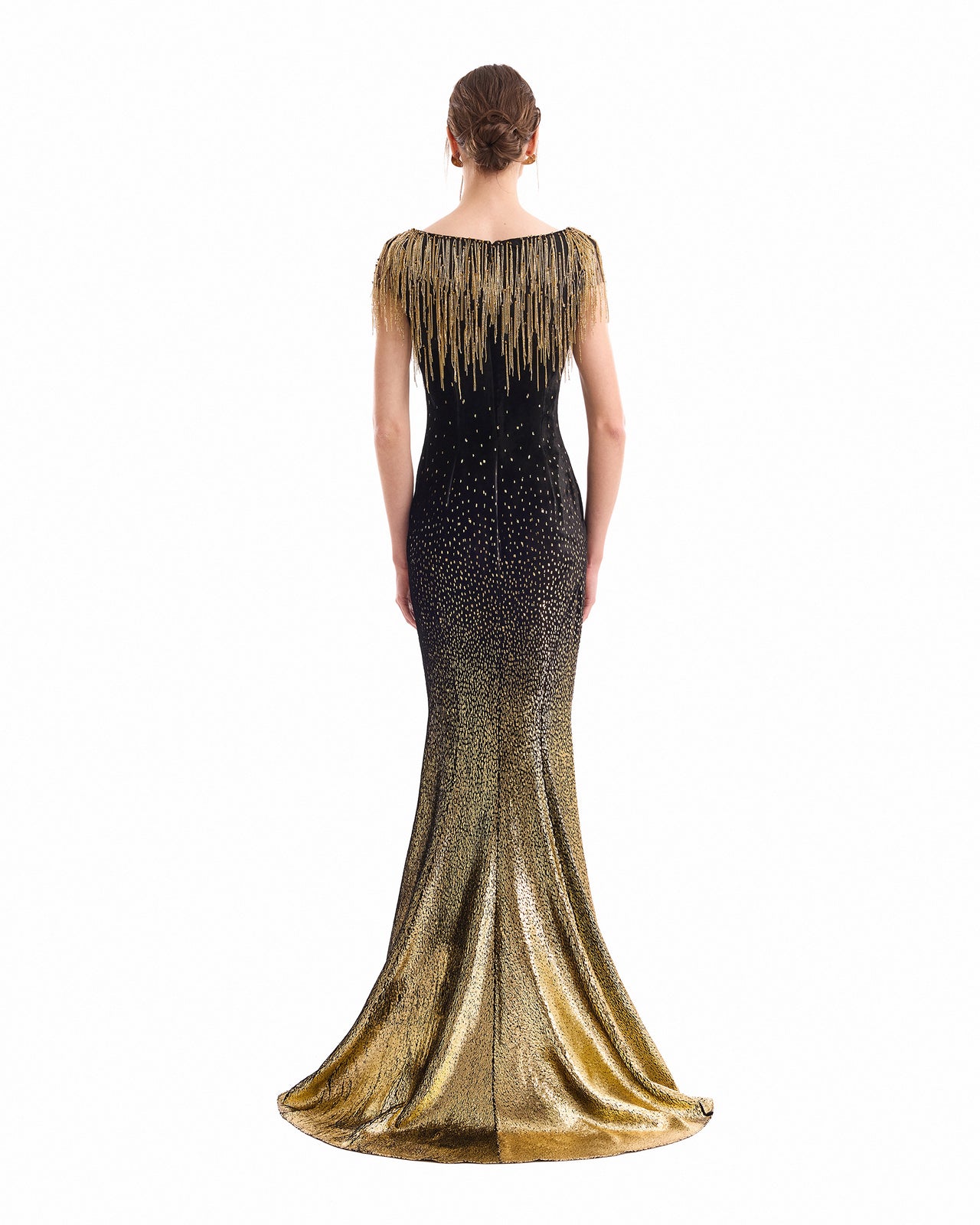 Off-Shoulder Beaded Fringe Dress