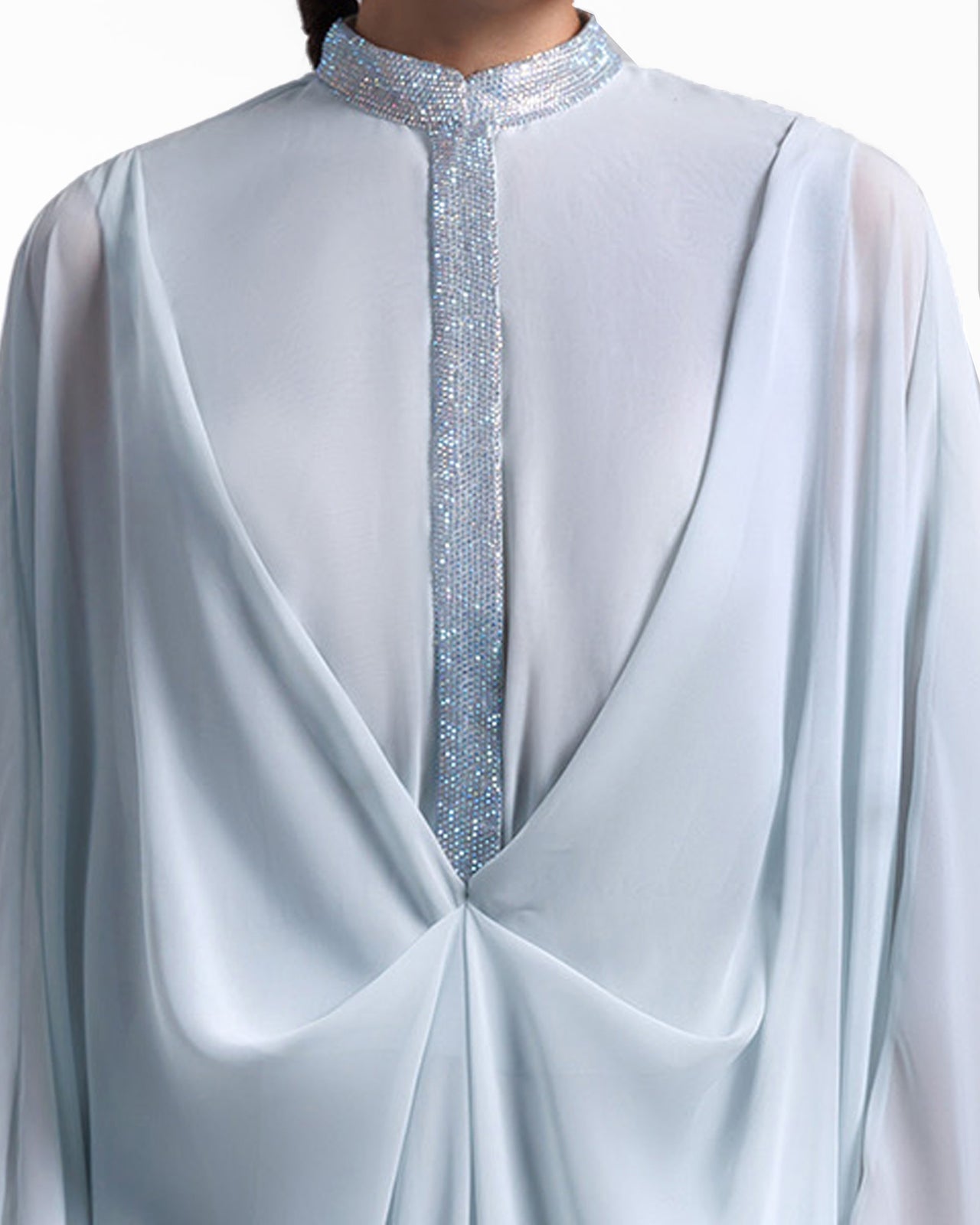 Ice Blue Loose Long Chiffon Kaftan
