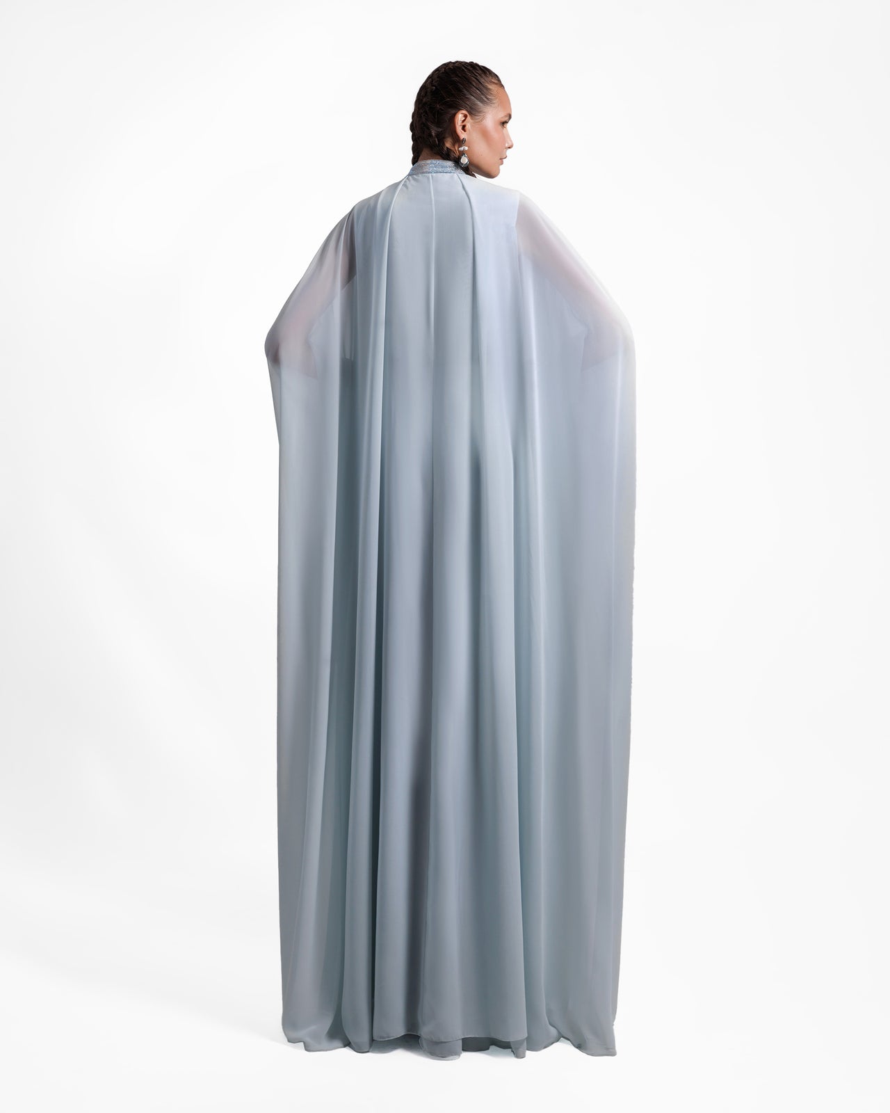 Ice Blue Loose Long Chiffon Kaftan