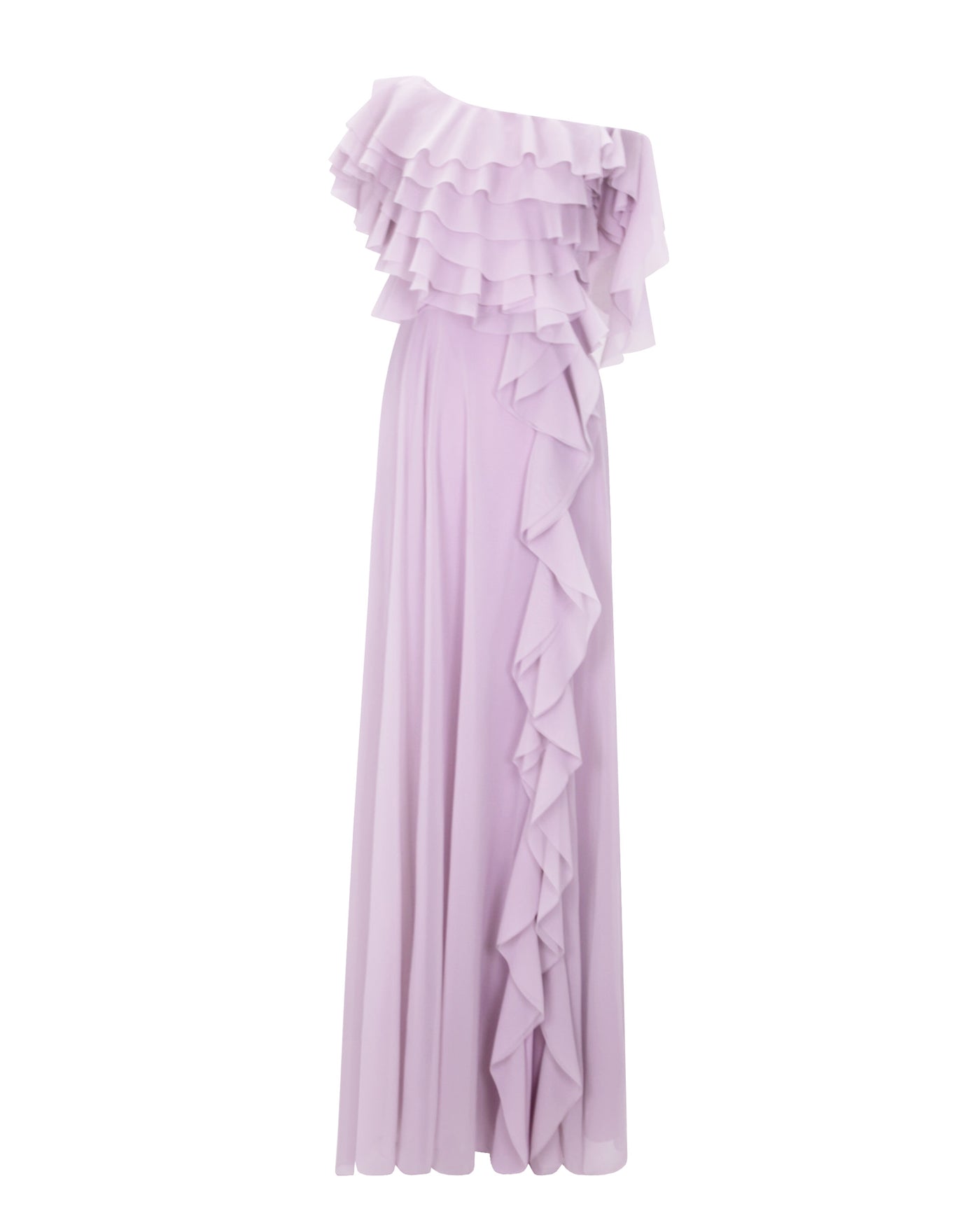 One-Shoulder Ruffled Lilac Dress