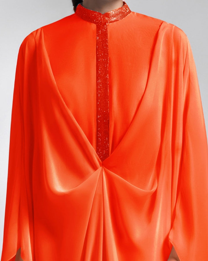 Loose Long Orange Kaftan - Gemy Maalouf