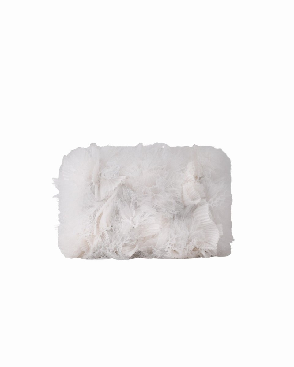 Rushed White Tulle Clutch - Gemy Maalouf