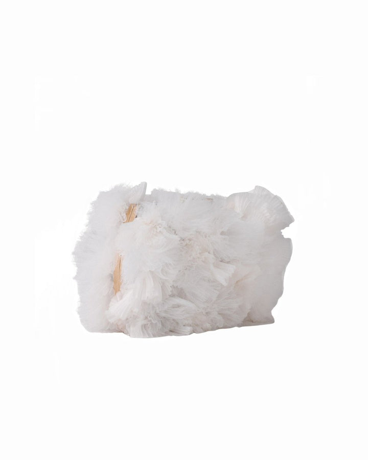 Rushed White Tulle Clutch - Gemy Maalouf