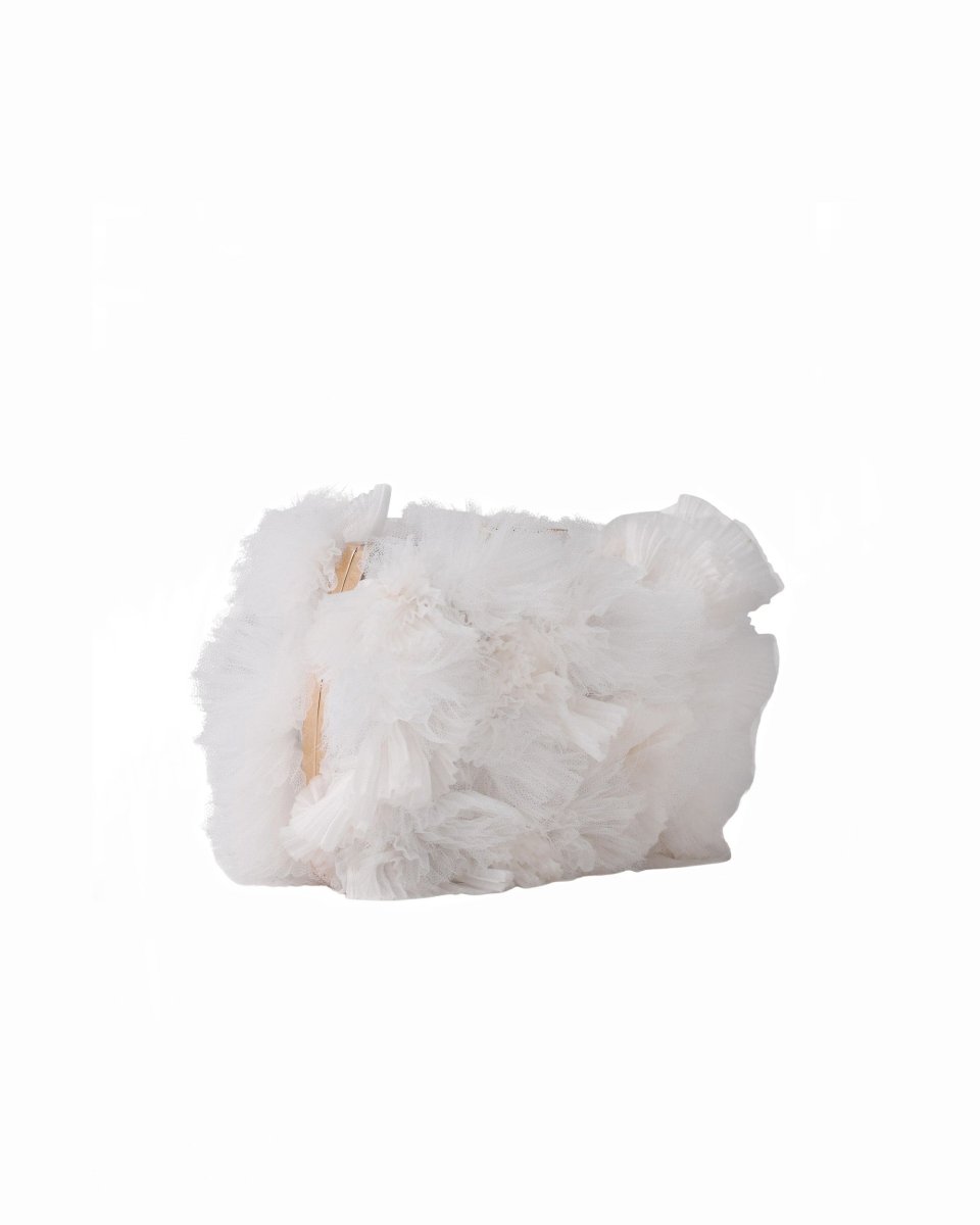Rushed White Tulle Clutch - Gemy Maalouf